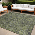 8' X 10' Moss Green And Gray Oriental Washable Non Skid Indoor Outdoor Area Rug