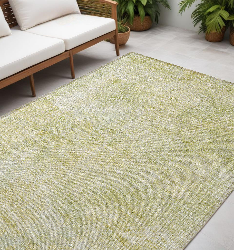 5' X 8' Light Green Damask Washable Non Skid Indoor Outdoor Area Rug