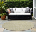 8' Round Light Green Round Damask Washable Non Skid Indoor Outdoor Area Rug