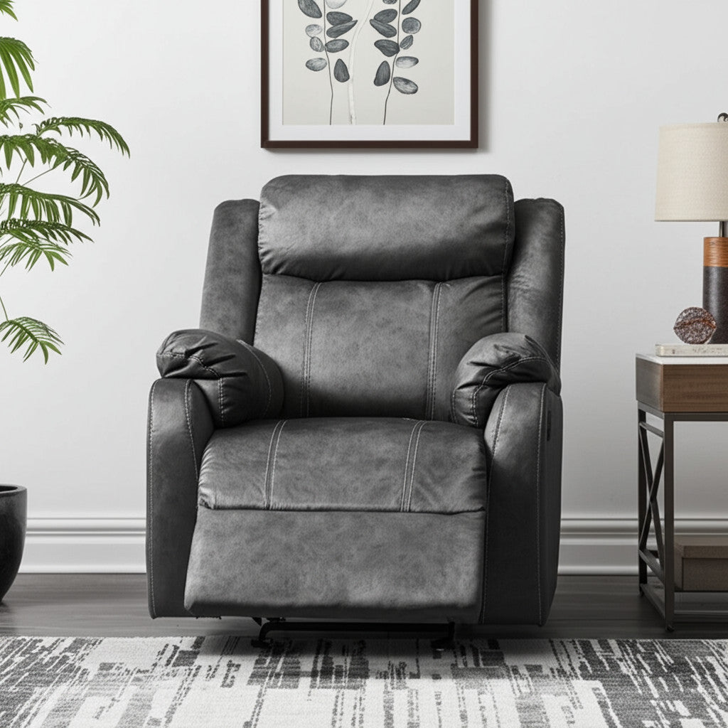 35 Granite Gray Fabric Manual Recliner
