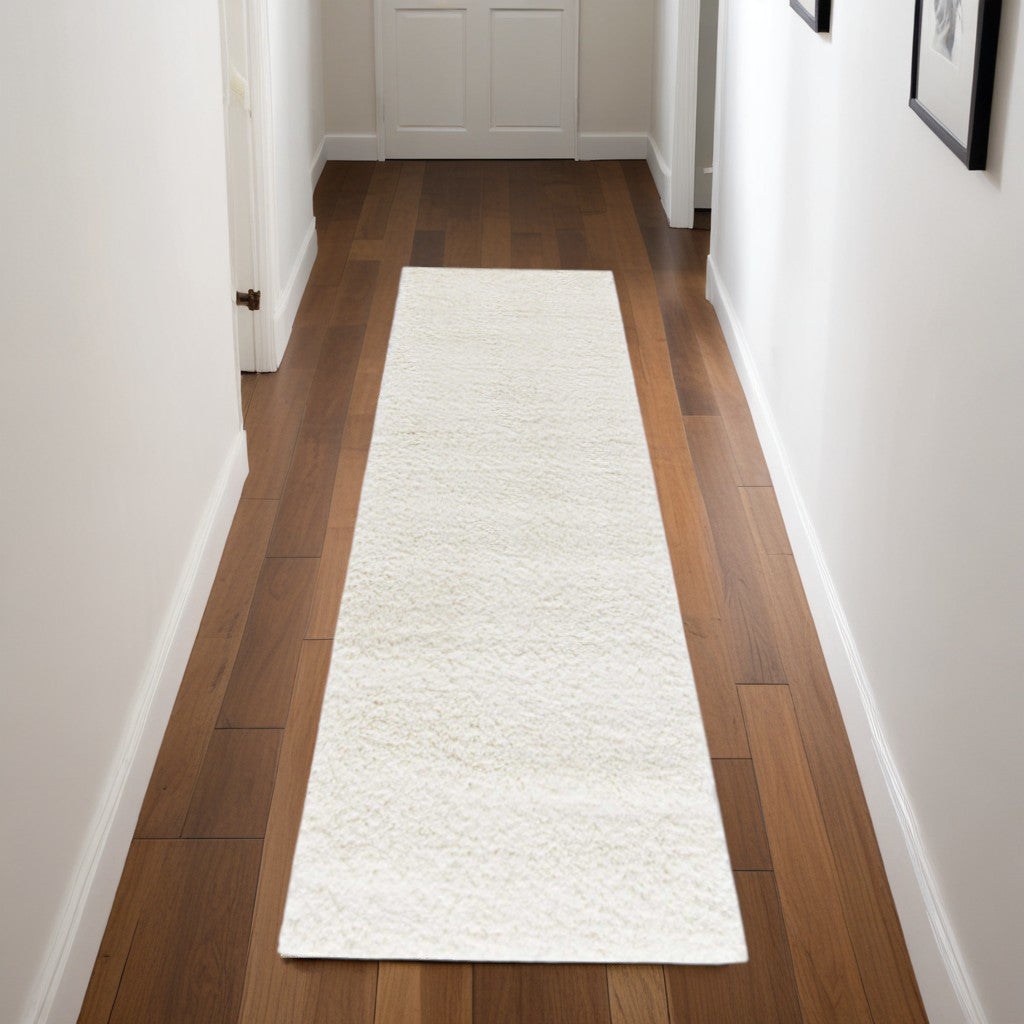 8' Cream Shag Non Skid Runner Rug