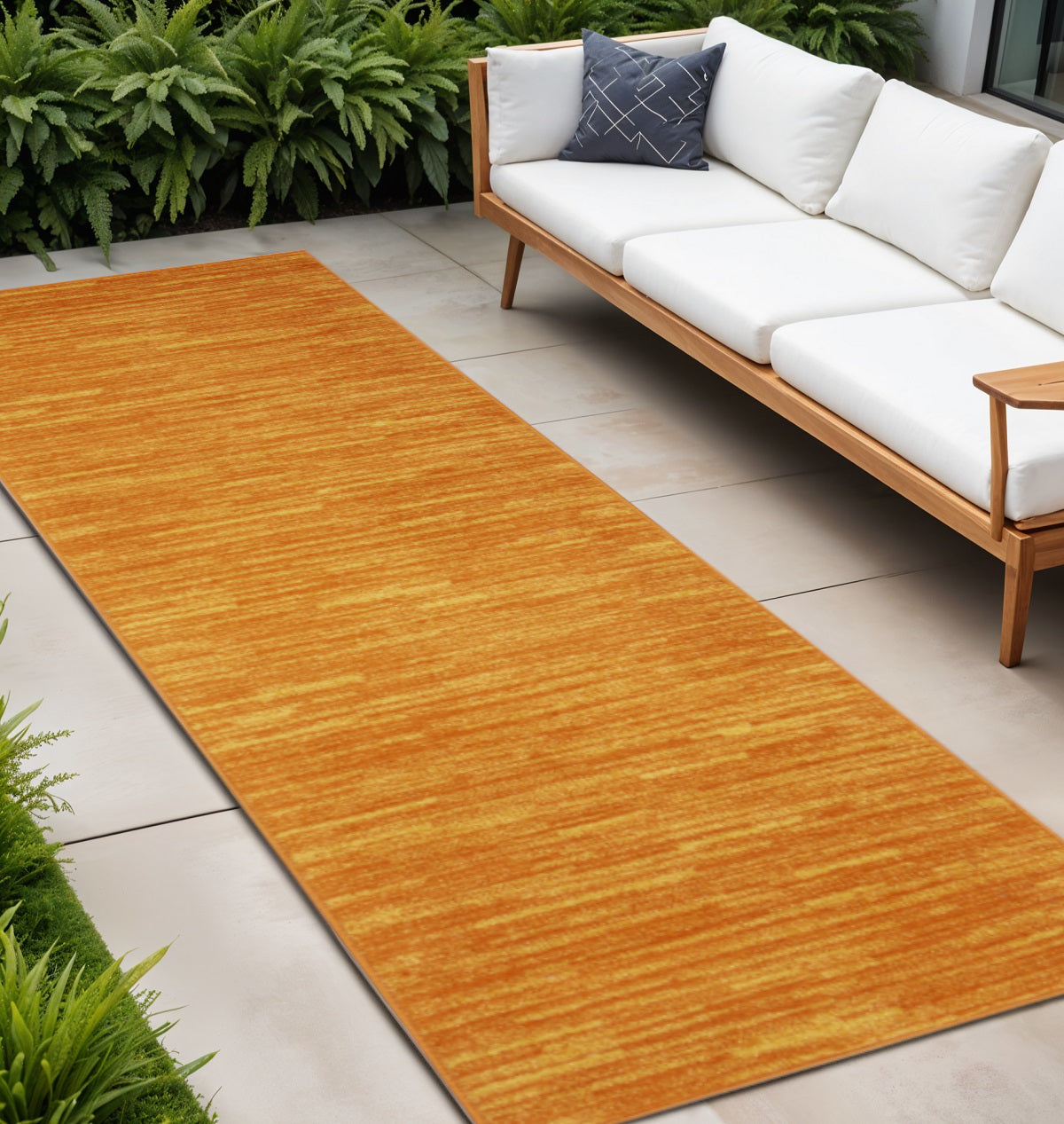 16 Orange And Yellow Indoor Outdoor Runner Rug