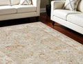 8' X 10' Green Floral Power Loom Distressed Area Rug With Fringe