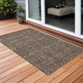 2' X 3' Chocolate Floral Washable Non Skid Indoor Outdoor Area Rug