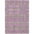 5' X 8' Lavender And Ivory Floral Washable Non Skid Indoor Outdoor Area Rug