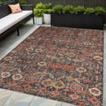 5' X 8' Red And Dark Blue Floral Washable Non Skid Indoor Outdoor Area Rug