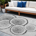 10' X 14' Gray And Black Faux Bois Washable Non Skid Indoor Outdoor Area Rug