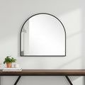 29 Inch Black Metal Arch Framed Accent Mirror
