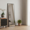 71 Inch Black Metal Leaning Framed Full Length Mirror