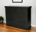 60'' Dark Brown Carved Scrollwork Solid Wood Nine Drawer Double Dresser