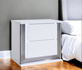 25'' White Solid and Manufactured Wood Lighted Two Drawer Nightstand