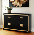 62 Black And Gold Faux Crystal Bling Wood Six Drawer Double Dresser