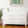 58 White Wood Six Drawer Double Dresser