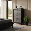 32 Black And Gray Wood Five Drawer Dresser