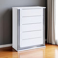 49 White Wood Lighted Five Drawer Dresser