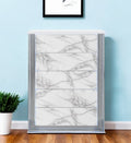 49'' Silver And White Wood Faux Marble Lighted Five Drawer Dresser