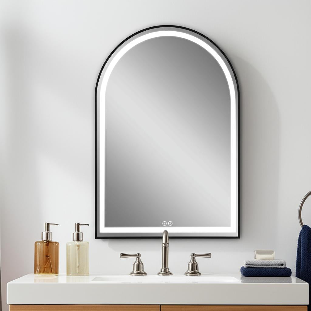39'' Black Metal Arch Metal Framed LED Lighted Bathroom Vanity Mirror