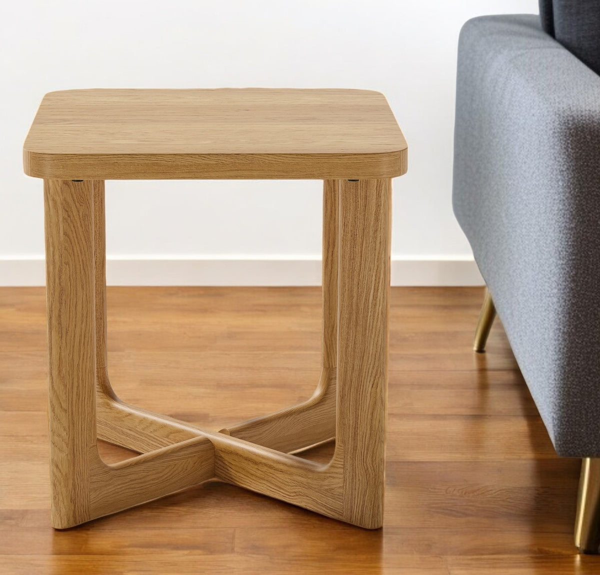 24'' Natural Solid Wood Square Cross Legs End Table
