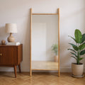 71 Natural Solid Wood Novelty Leaning Framed Full Length Mirror
