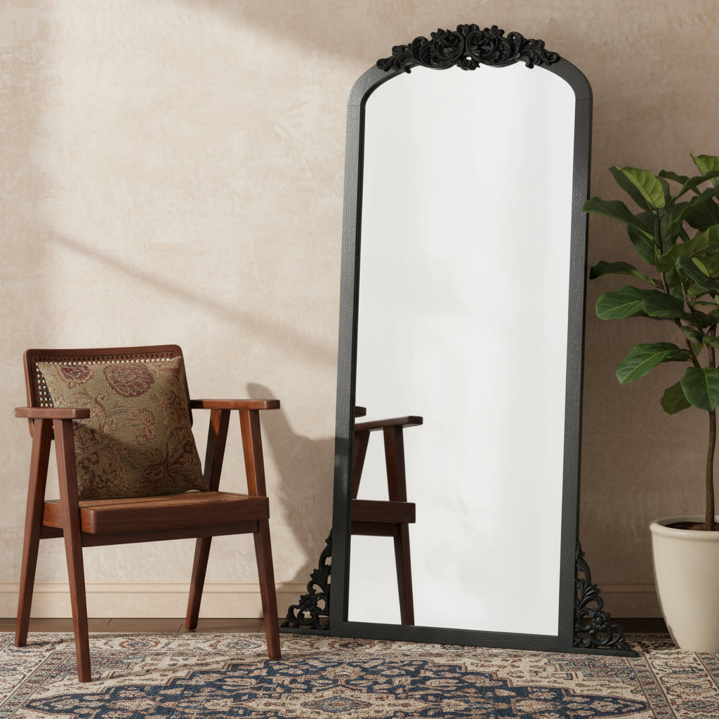 67 Black Solid Wood Framed Full Length Mirror