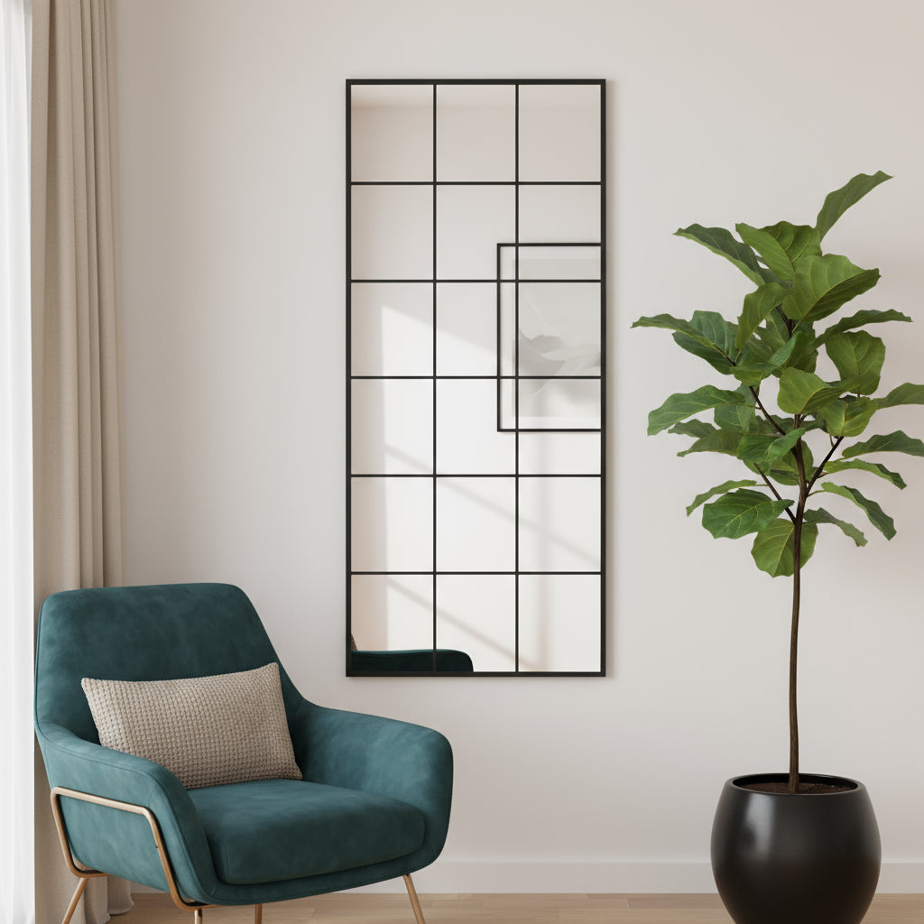 69 Inch Black Metal Framed Full Length Mirror