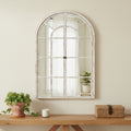 36 White Solid Wood Arch Framed Accent Mirror