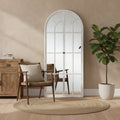 71 Inch White Solid Wood Arch Framed Full Length Mirror