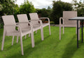 Set of Four 24'' Taupe Faux Rattan Heavy Duty Plastic Outdoor Stacking Arm Chairs