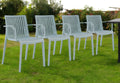 Set of Four 22'' Baby Blue Heavy Duty Plastic Outdoor Stacking Arm Chairs
