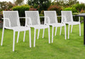 Set of Four 22'' White Heavy Duty Plastic Outdoor Stacking Arm Chairs