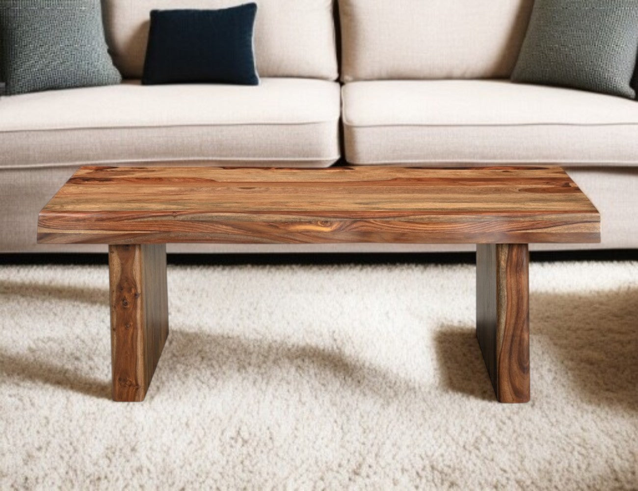51'' Brown Solid Wood Live Edge Coffee Table