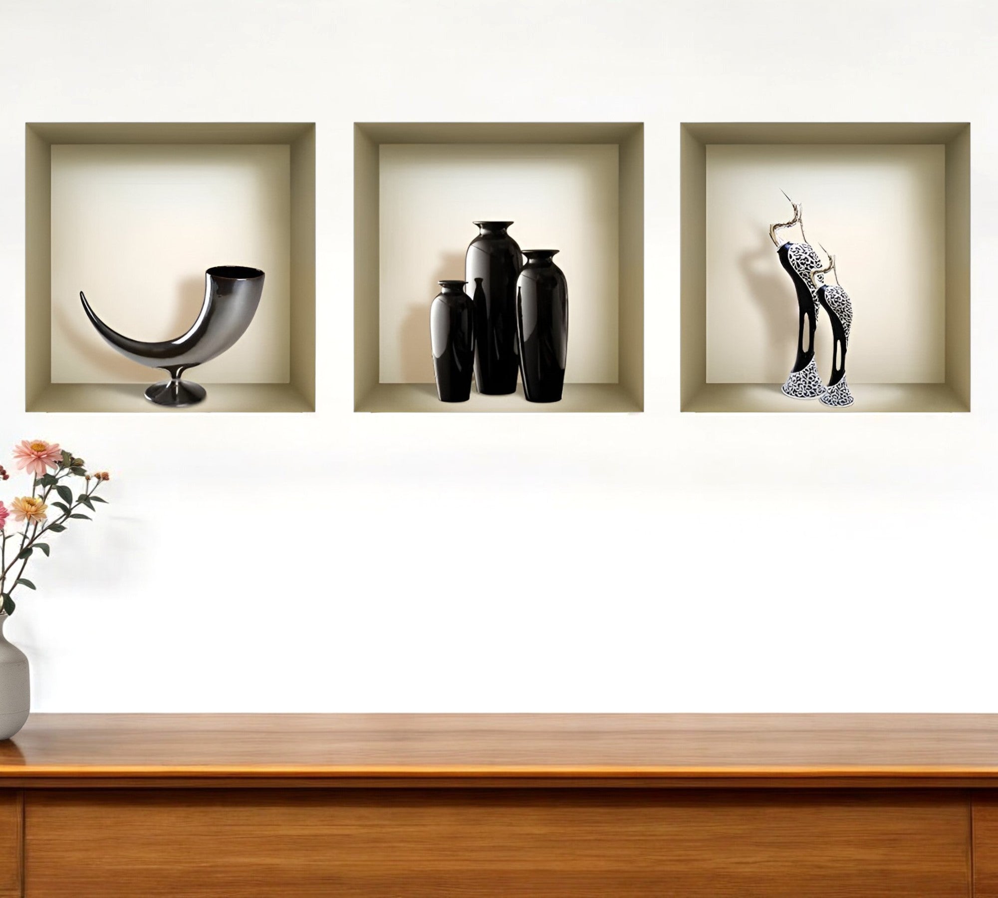 Set of Three Ian Faux Niche 3D Peel and Stick Wall Decals
