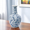 24'' Blue And White Floral Curved Porcelain Table Vase