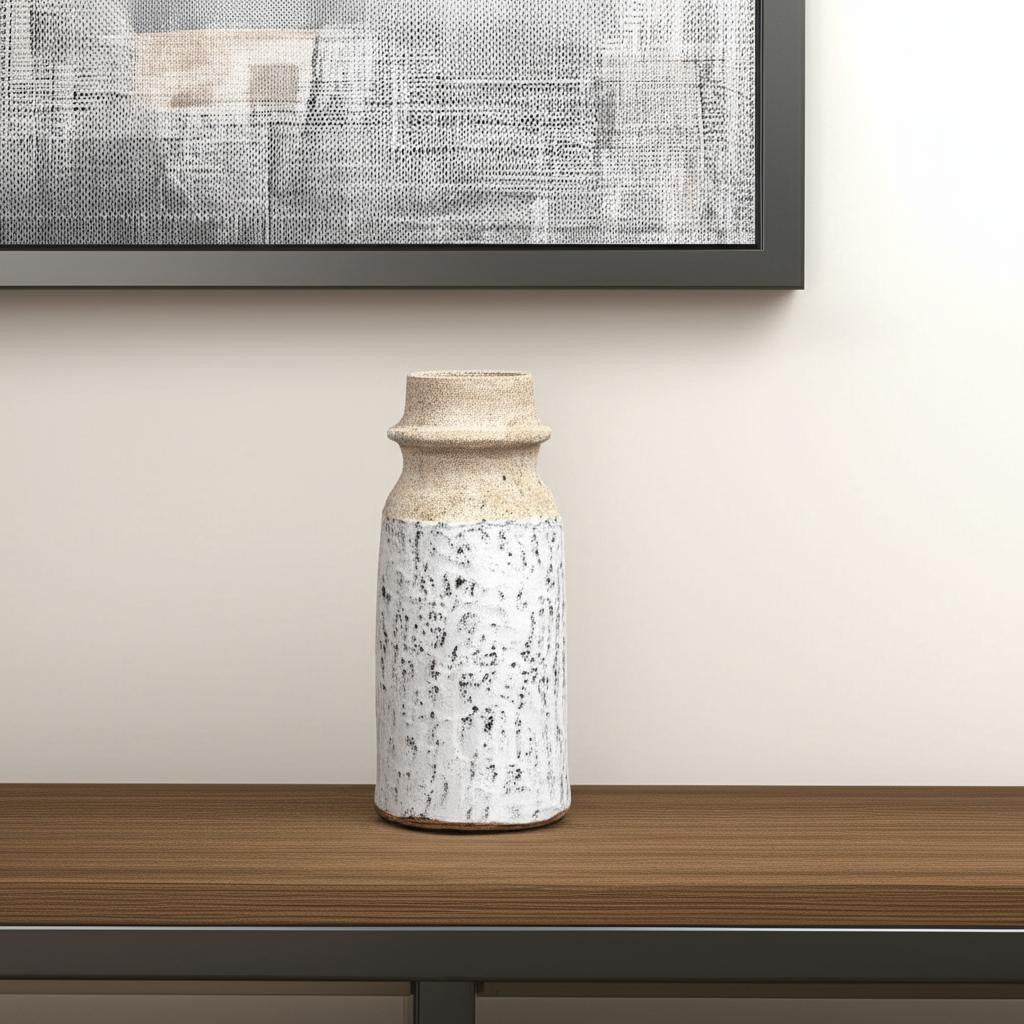 10 Beige And Ivory Cylinder Terracotta Table Vase