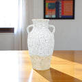 14'' Beige And Ivory Color Block Amphora Terracotta Table Vase