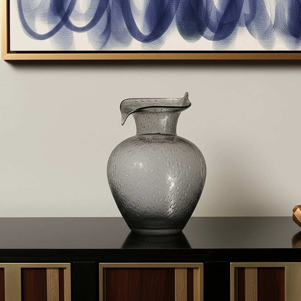 10 Light Gray Bubble Glass Round Table Vase
