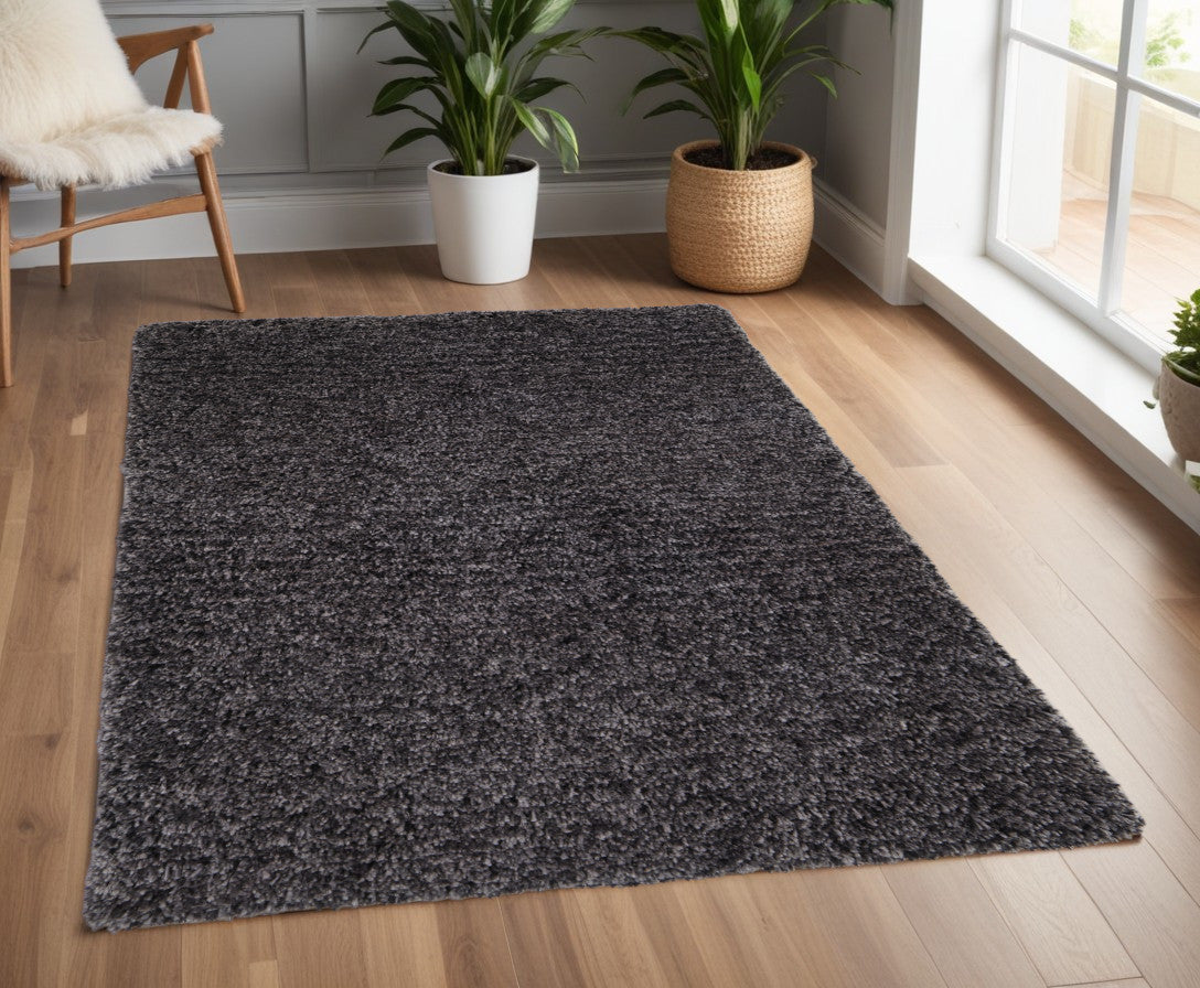 4' X 6' Black Shag Hand Tufted Area Rug
