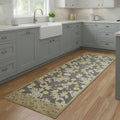 8 Ivory Brown and Gray Floral Power Loom Runner Rug