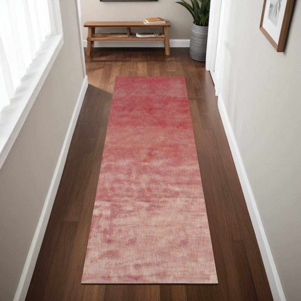 8' Red Chevron Hand Woven Runner Rug