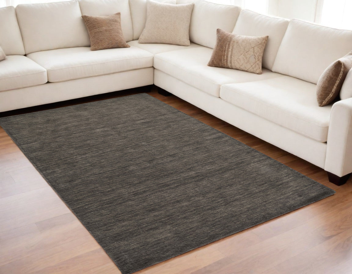 5' X 8' Brown Wool Hand Woven Area Rug