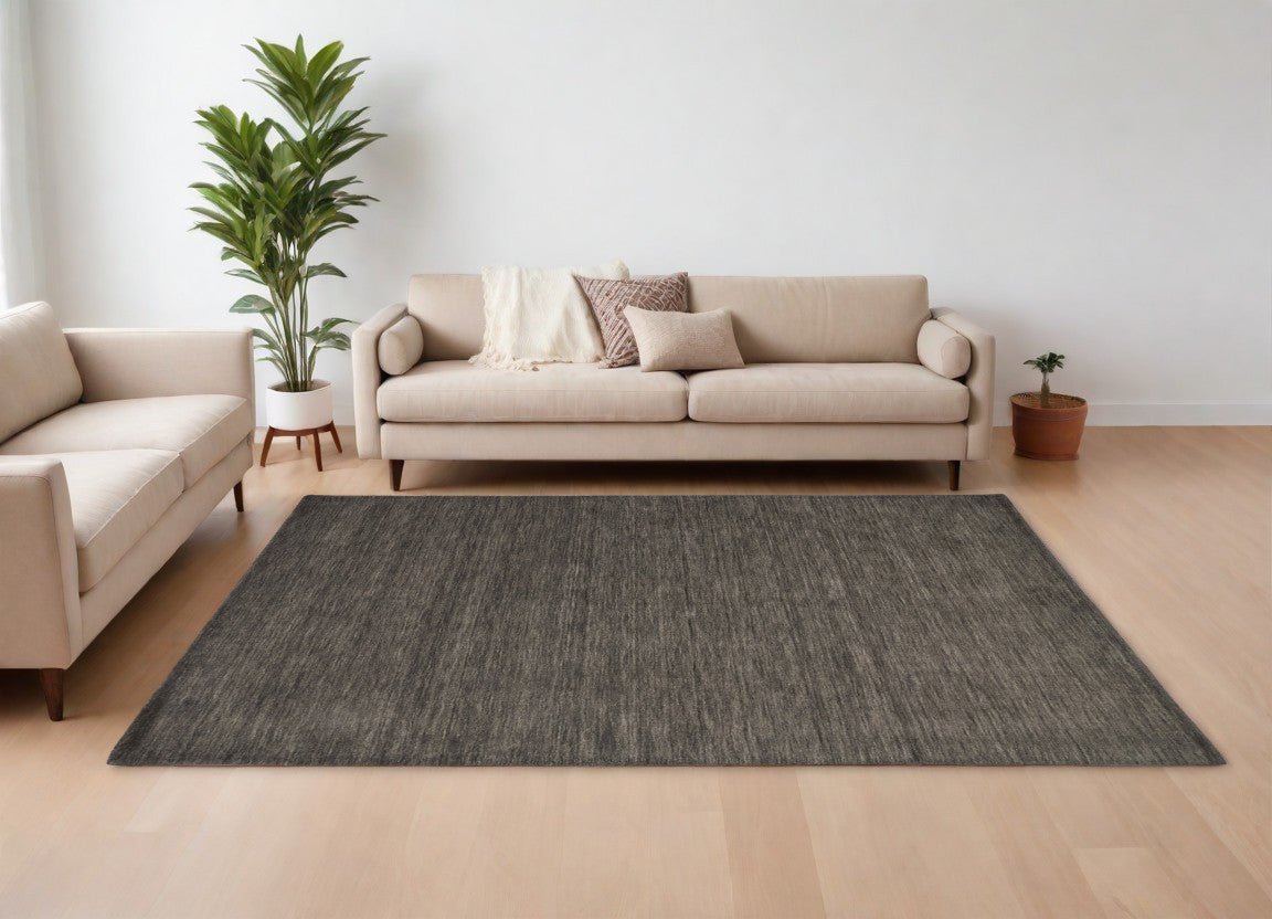 9' X 13' Brown Wool Hand Woven Area Rug
