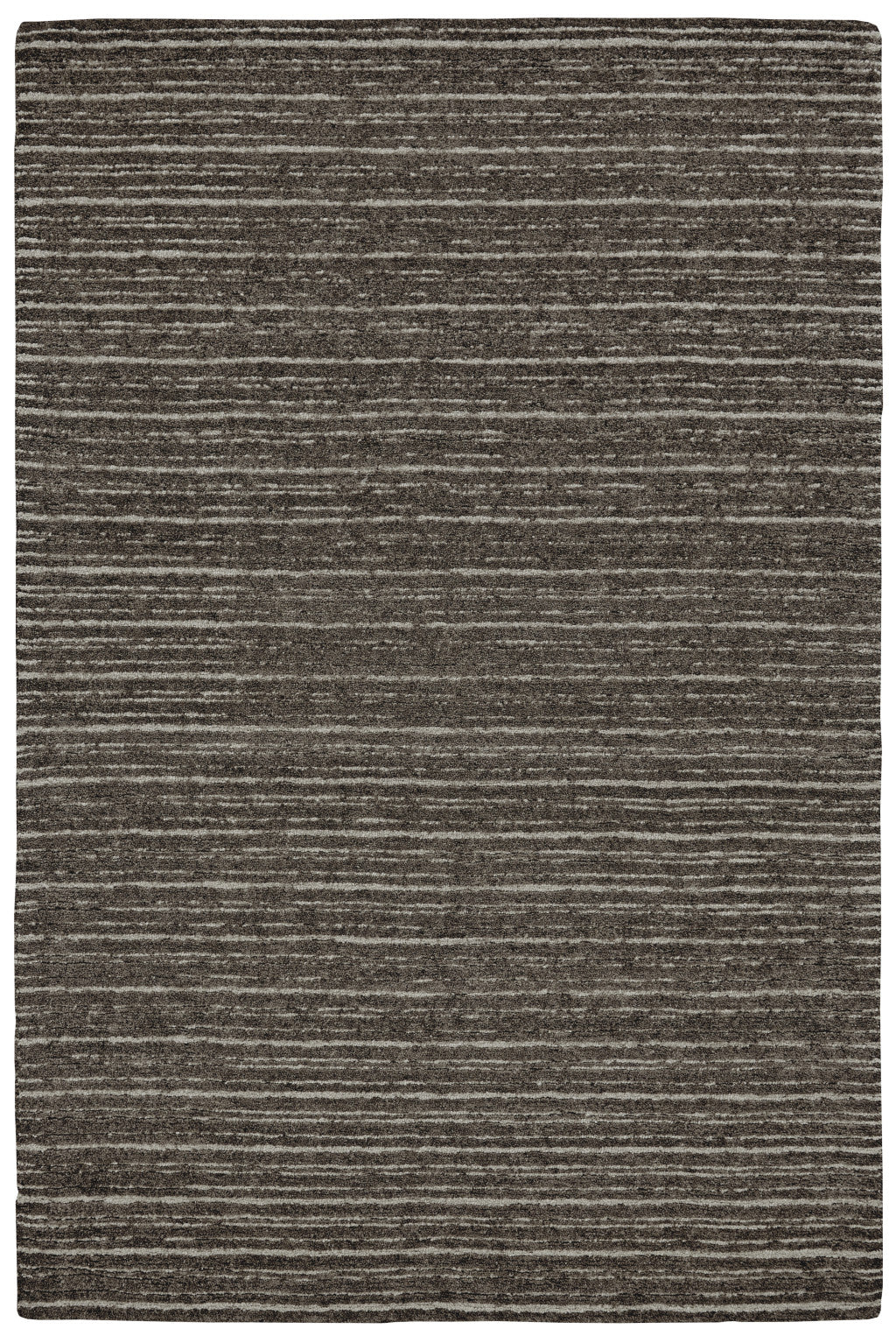 5' X 8' Brown and Ivory Wool Striped Hand Tufted Area Rug