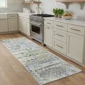 8 Green And Gray Abstract Runner Rug