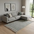 8 X 10 Green Wool Geometric Hand Knotted Area Rug