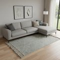 9 X 13 Green Wool Geometric Hand Knotted Area Rug