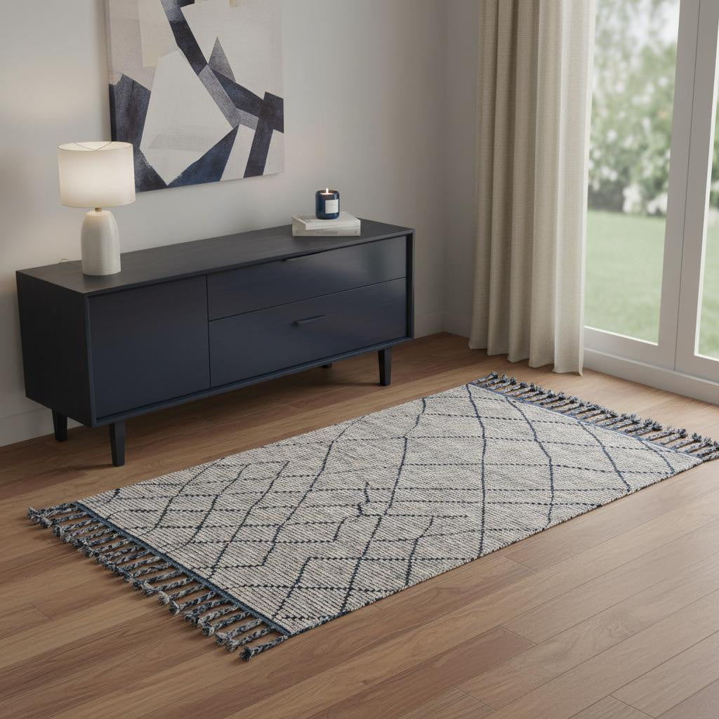 4 X 6 Taupe Wool Geometric Hand Knotted Area Rug