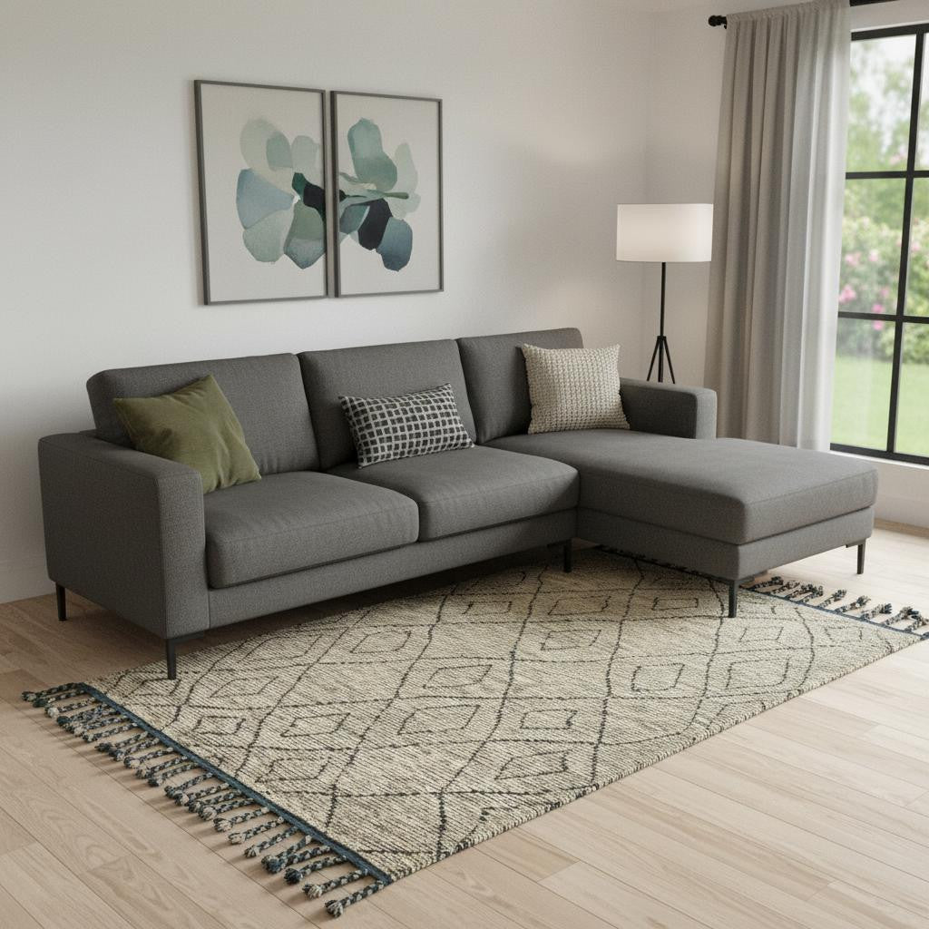 6 X 9 Gray Wool Geometric Hand Knotted Area Rug