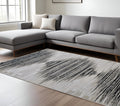 7' X 10' Black and Silver Geometric Power Loom Area Rug