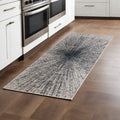8' Gray and Ivory Abstract Power Loom Runner Rug