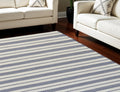 10' X 14' Ivory and Blue Striped Hand Woven Area Rug